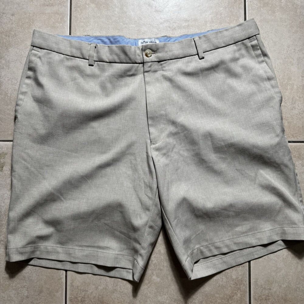 Peter Millar Men’s Size 40 Khaki Golf Shorts Performance Flat Front Lightweight